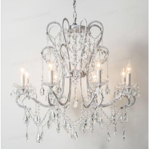 Loft Crystal Chandelier bedroom lighting vintage white luxury living room crystal chandeliers for kitchen dining childrens room