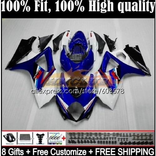 Injection For SUZUKI GSXR1000 GSX R1000 K7 GSX-R1000 13CL.11 GSXR-1000 07 08 GSXR 1000CC 1000 CC 2007 2008 Fairing Blue white