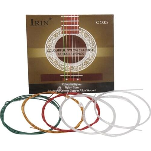 IRIN C105 Rainbow Guitar Strings Nylon Core Colorful Coated Copper Alloy Wound for Acoustic Classical Guitar(.028-.043)