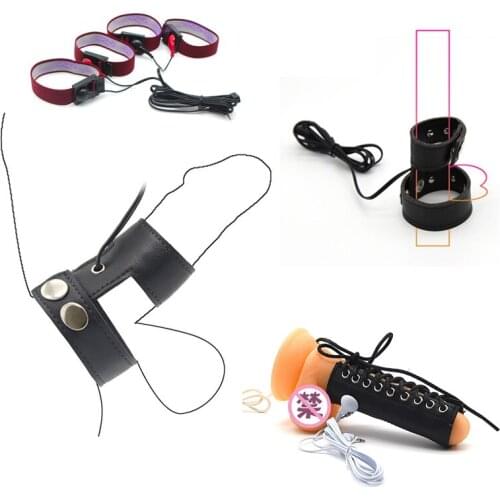 Electro Shock Penis Rings PU Leather Adjustable Cock Rings Penis Stimulation Cock Extender Rings Medical Themed Sex Toys For Men