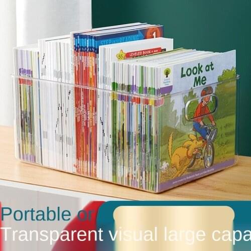 Book storage box children student picture book Oxford tree storage box dormitory desktop organize transparent book storage box