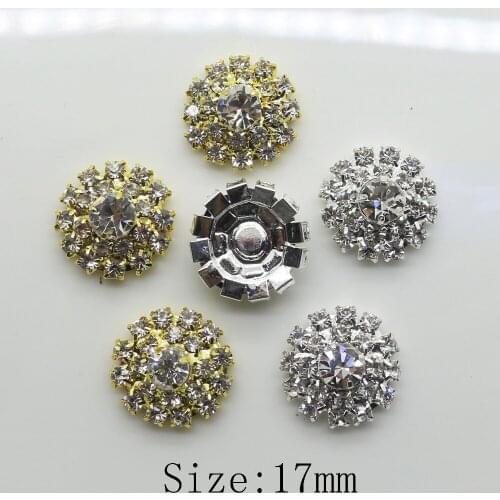50PC 17MM Circle Crystal Full of crystalfit Rhinestone Buttons Wedding Decoration Diy Flat Back Crafts Making Hair Accessories