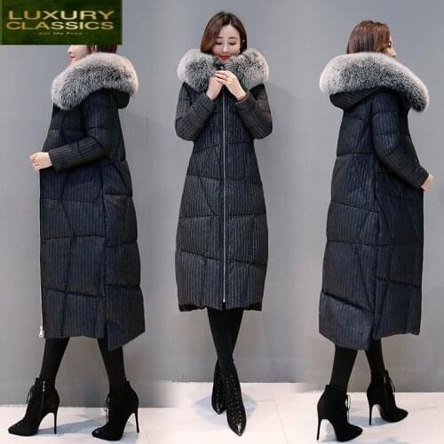 + Jacket Winter Female Large Fox Fur Hooded Clothes 2021 Thick Warm 90% Duck Down Coat Womens Down Jacket Hiver 801113