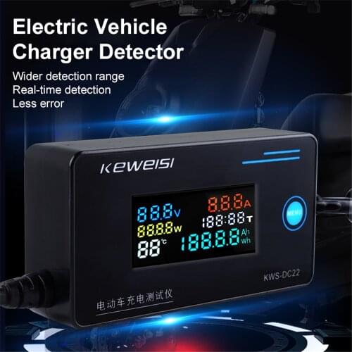 KWS-DC22 Electric Vehicle Charger Detector Digital Voltmeter Ammeter Wattmeter Voltage Current Power Energy Meter 8-120V 0-10A