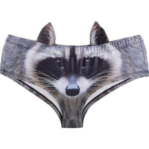 Fashion 3D Printed Animal Raccoon Hipsters Panty Sexy Panties Women With Ear Bragas Culotte Femme