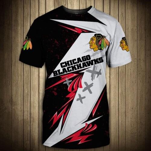 Chicago fashion casual men Blackhawks t-shirt Stitching design color leaf printing cool tops