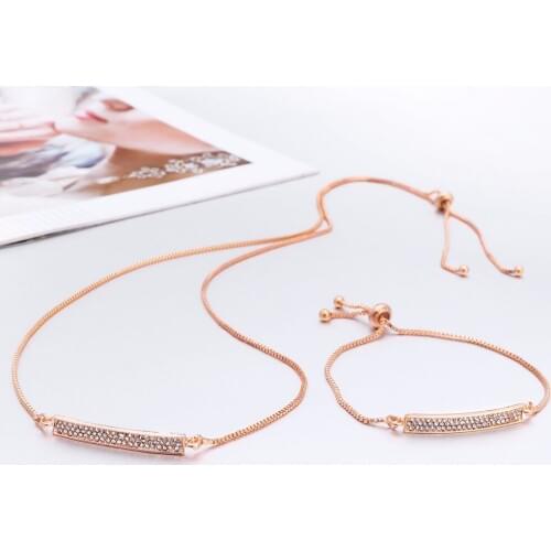 Classic Crystal Wedding Jewelry Sets for Women Clear Cubic Zircon Necklace Bracelet Set Bridal Engagement Jewelry