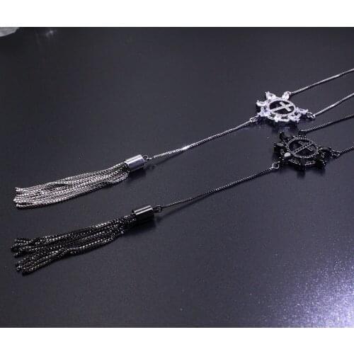 2020 New Design Cross pendant necklace Tassel Pendant Sweater Chain Long necklace with AAA CZ fashion Jewelry women Gifts