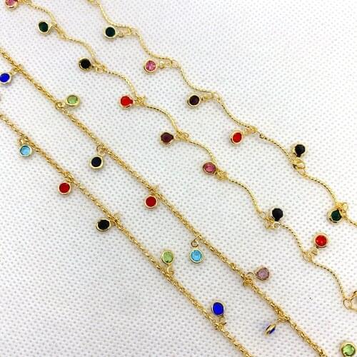 Charm Golden Yellow Necklace Bracelet Cabochon Shape Copper Material Glass Crystal DIY Jewelry Accessories Wholesale 5x17mm