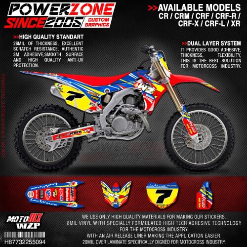 PowerZone Custom Team Graphics Backgrounds Decals 3M Stickers Kit For HONDA CRF250R 2014-2017 CRF450R 2013-2016 094