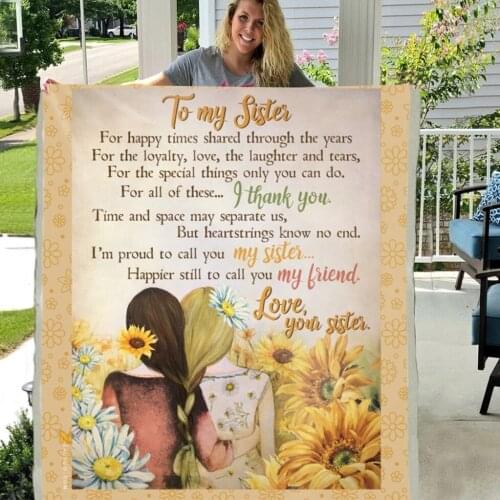 To My Sister Sunflowers Soft Throw Plush Sherpa Fleece Blanket