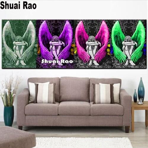 Full square round diamond painting Angel Wing Girls diamond embroidery 5D rhinestone mosaic diamond inlaid large portrait Art