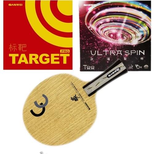 Sanwei CC 5+2 Carbon with Sanwei TARGET T88 ULTRA SPIN Professional Table Tennis Blade With rubbers quality finished racket