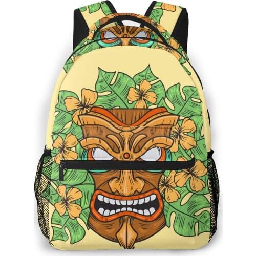 2021 Backpack Shoulder Bag Angry Tribal Mask With Flowers Palm Leaves Fashion School Bag For Teenage Girl Backpacks Travel Bag