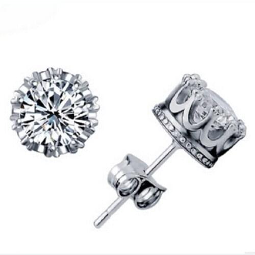 925 Prata sliver fashion jewelry carat round zirconia stud earrings