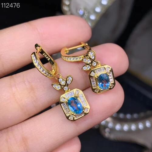 Natural Topaz Earrings. The latest design. European and American super fashion design. 925 sterling silver. Include certificate