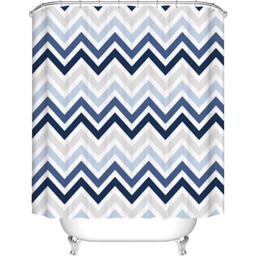 Chevron Zigzag Wave Gradient Colour Black Blue Grey Orange Brown Chevron Bathroom Shower Curtain