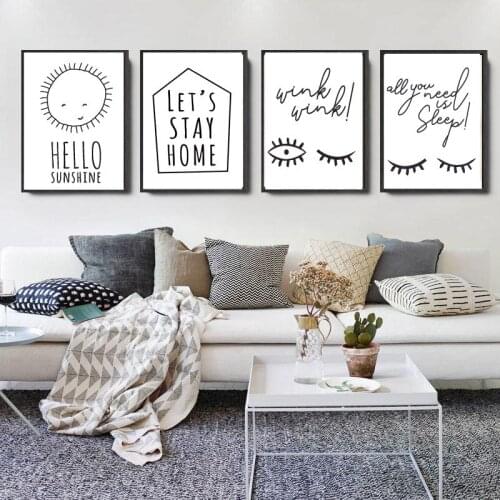 Nordic Quote Hello Sunshine Wall Art Canvas Poster and Prints Minimalist Painting Wall Picture for Living Room Modern Home Decor