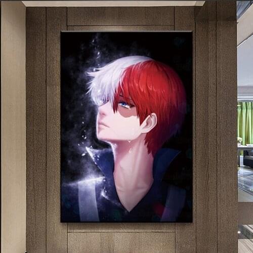 Todoroki shouto Anime Prints Poster My Hero Academia Canvas Painting Art Home Decor Cartoon Room Wall Pictures framed