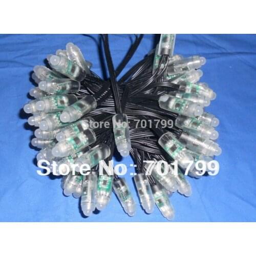 DC12V input 12mm WS2811 pixel node,100pcs a string,IP68 rated;with all black wire