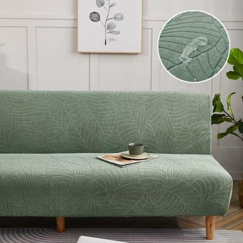 Waterproof Sofa Cover Without Armrests Thicken Leaf Jacquard Pattern Sofa Bed Cover Non-slip Sofa Slipcover For Living Room