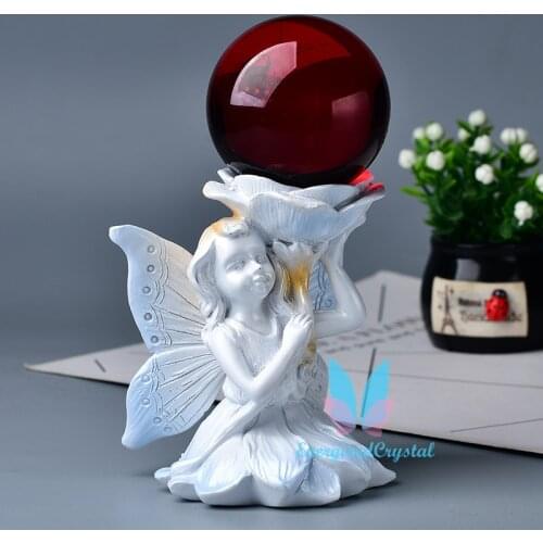 Fairy Angel Crystal Ball Display Stands Resin Room Decor Sphere Stand Figurine