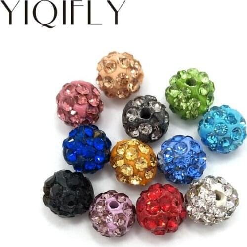 YIQIFLY free Shipping 100 pcs per lot 6mm mix colors clay crystal rhinestone loose beads for bracelet and necklace DIY
