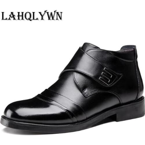 Winter MenS Boots Fashion Leather Fur Men Boots MenS Motorcycle Boots Plush Snow Winter Boots Men 38-46 M231