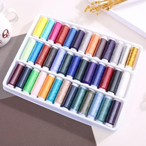 Free shipping 1 set 39pcs 200 Yard Mixed Colors Polyester Spool Sewing Thread For Hand Machine Newest Hot Search