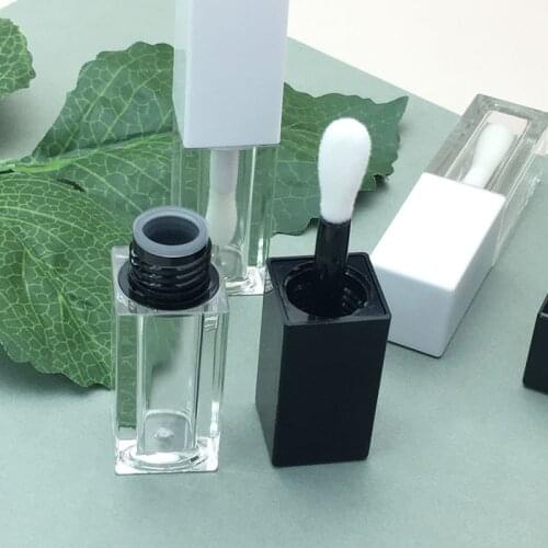 10/30pcs 3ml Square Lipgloss Tube with Wand and Rubber Inserts Transparent Lip Gloss Containers