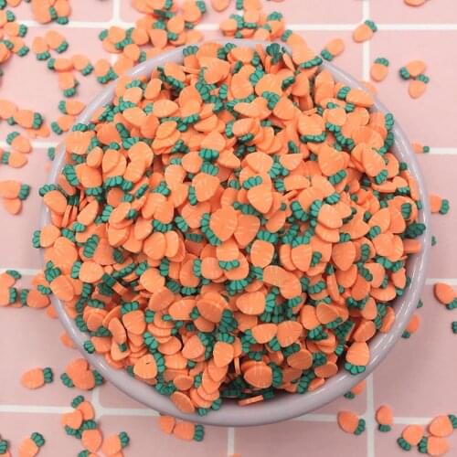 100g Cute 3D Carrot Shap Polymer Hot Clay Sprinkles Crafts for DIY Slice Nail Art Phone Decorations Scrapbooking Accessoires 7mm