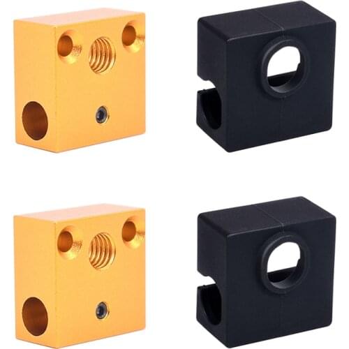 2PCS CR10 Aluminium Heater Block 20*20*10mm J-head Extruder HotEnd with Silicone Cover Case for Ender3