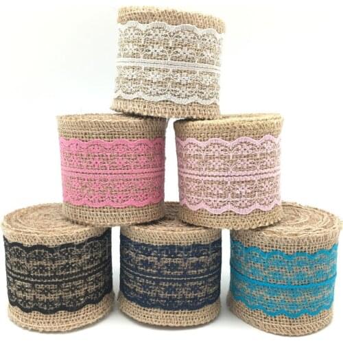 20 m / batch factory direct DIY6cm handmade Christmas wedding decoration color lace linen roll craft linen roll