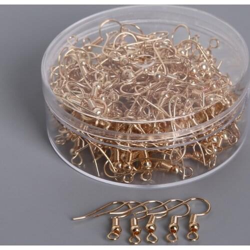 200Pcs/lot 3 Colors Fashion Iron Ear Hook Wire Clasp With Bead Charms Earring Hooks Wires Fit DIY Jewelry Making Findings