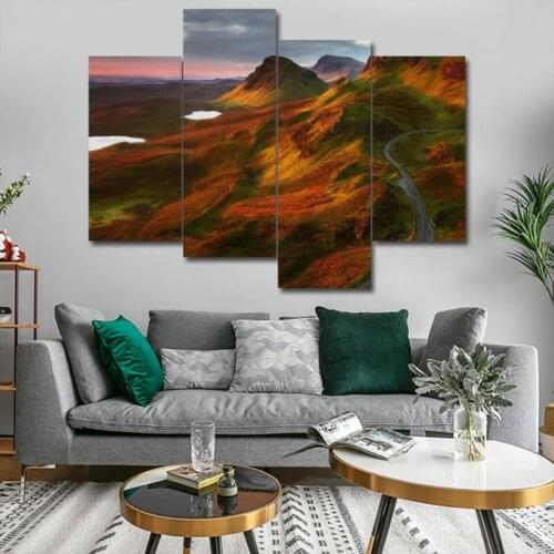 4 Pieces Colorful Mountains Modular Pictures Print Poster Frameless Canvas Painting On The Wall Sitting Room Living Room Decor