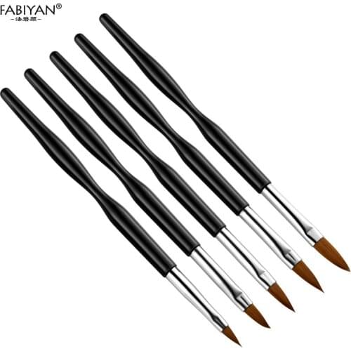 5Pcs/set Manicure Brush Pen Black Crystal Flower Builder Carving DIY Drawing Acrylic Nail Art UV Gel Painting Drawing Pen Tools