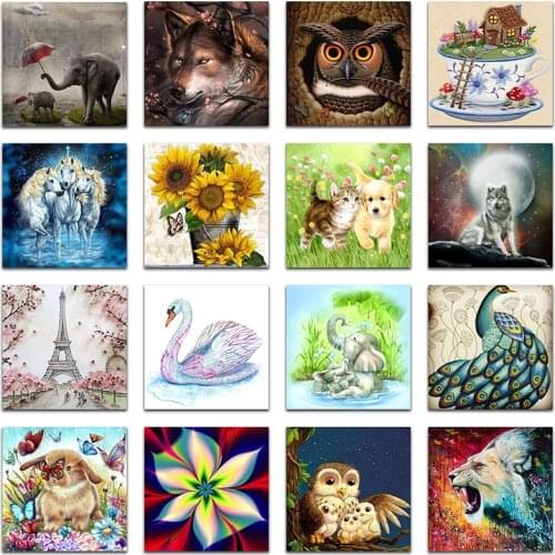 Diy 5d Diamond Painting Animal Round Diamond Mosaic Picture Stitch Embroidery Pattern Embroidery Handmade Children Gift