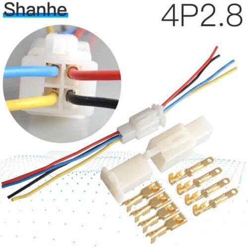 2.8mm Automotive connector JST 2.8 wire Connector 4P Male Female cable terminal plug Kits Motorcycle ebike car