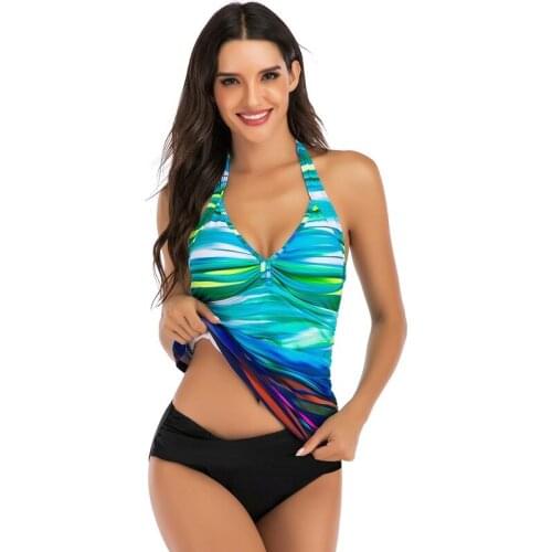 Europe and The United States New Sexy High Waist Color Matching Printed Bikini AliExpress Explosions Swimsuit Swimwear Women