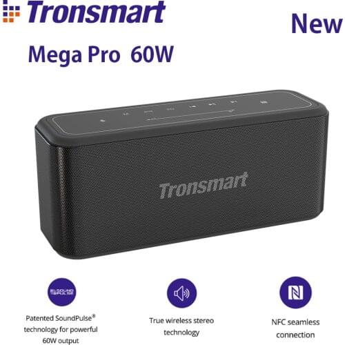 Tronsmart Mega Pro Bluetooth Speaker 60W Enhanced Bass Portable Speaker TWS Column with NFC, IPX5,10Hours Playtime,Touch Panel