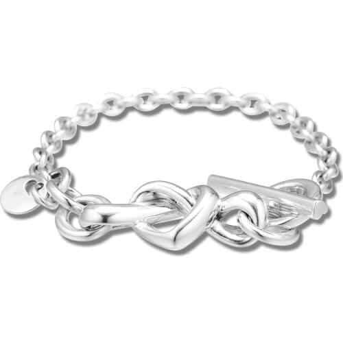 Knotted Heart Bracelet Authentic 925 Silver Bracelets For DIY Woman Fashion Bracelets For Jewelry Making