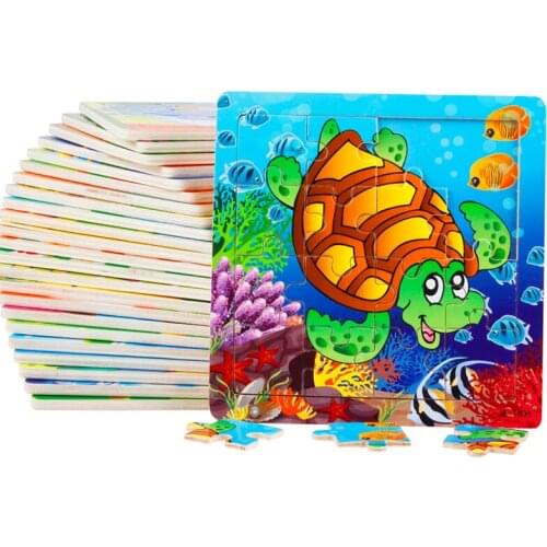 Wooden Cartoon Kids PuzzleChildren 16 Piece/ Set Jigsaw Toys Education And Learning Puzzles Toys Kids Gift