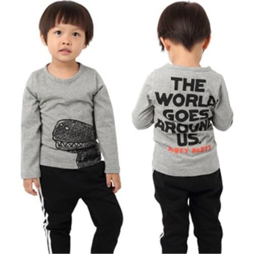 2 3 4 5 6 7 Years Toddler Boy Shirt Casual Dinosaur Letter Boys Long Sleeve Tops 2019 New Arrival T Shirt For Boy Baby Clothing