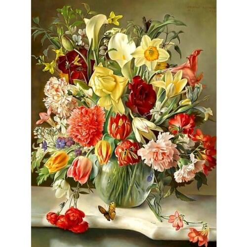 GATYZTORY Framed Painting By Numbers Spring Flower Paints Kits Living Room Wall Art Pictures HandPainted Diy Gift Home Decors
