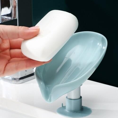 Leaf Shape Soap Box Drain Soap Holder Box Bathroom Shower Soap Holder sponge Storage Plate Tray Bathroom Supplies Bathroom Gadge