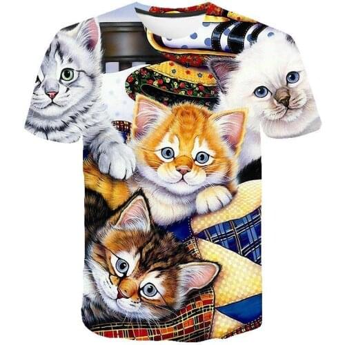 Cat Graphic T Shirts Tee Men Clothing Animal Camisetas Tops Ropa Hombre Summer Streetwear Camisa Masculina Verano Roupas Koszulk