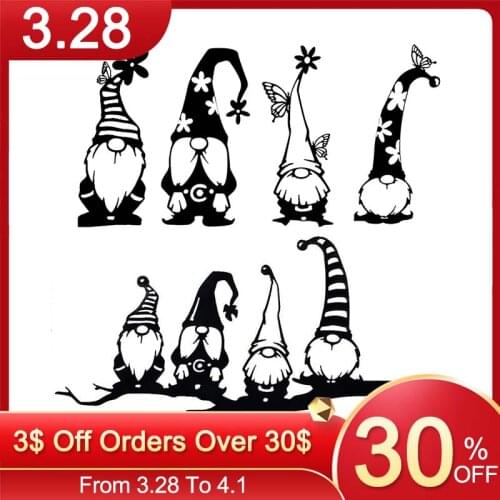 Cute Garden Gnomes Decorations Hollowed Out Art Silhouette Ground Sign Decor Ornament for Outdoor Lawn Yard Patio Decor