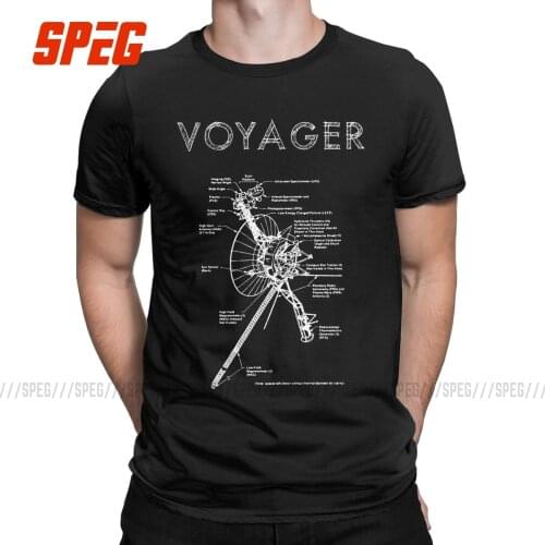 Mens T-Shirt Voyager Spacecraft Diagram Fun Cotton Tees Short Sleeve Space T Shirt Crewneck Clothes Plus Size