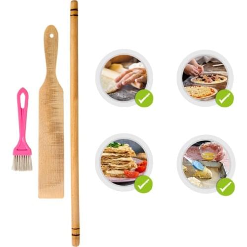 3Pcs Set Turkish Oklava Manti Ravioli Rolling Pin, Pizza Shovel and Egg Brush Gift for Chef Woman or Man Kitchen Baklava
