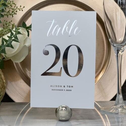 Wedding Table Number Silver Table Numbers Card Table Decor Custom Silver Foil Table Sign Single Side or Double Side No Stand